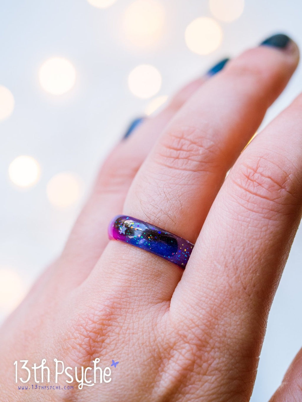 Handmade Galaxy nebula resin ring - 13th Psyche