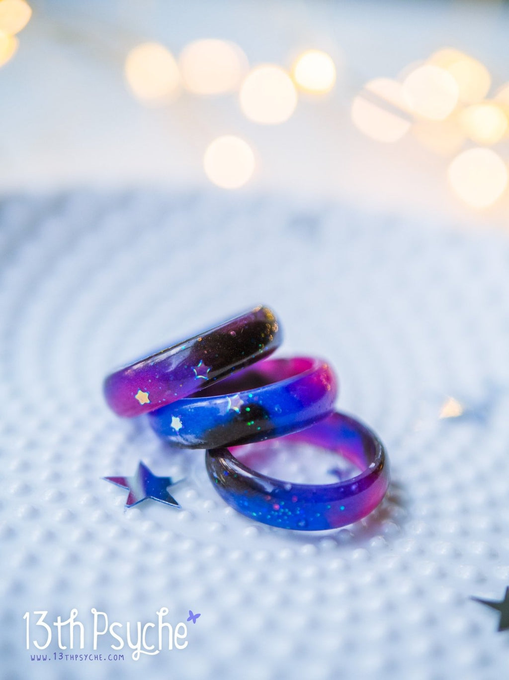 Handmade Galaxy nebula resin ring - 13th Psyche