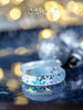 Handmade Winter inspired snowflake and white glitter resin ring set of two - 13th Psyche