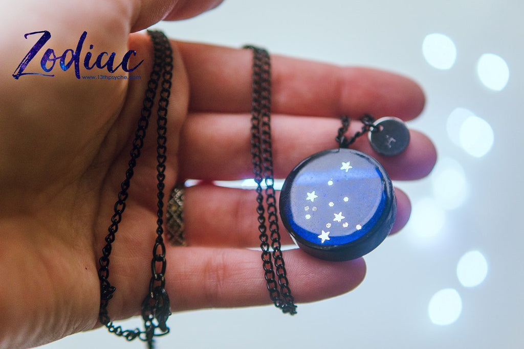 Handmade Zodiac jewelry, Aquarius constellation necklace - 13th Psyche