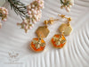 Handmade Amber hexagon and bee earrings - 13th Psyche