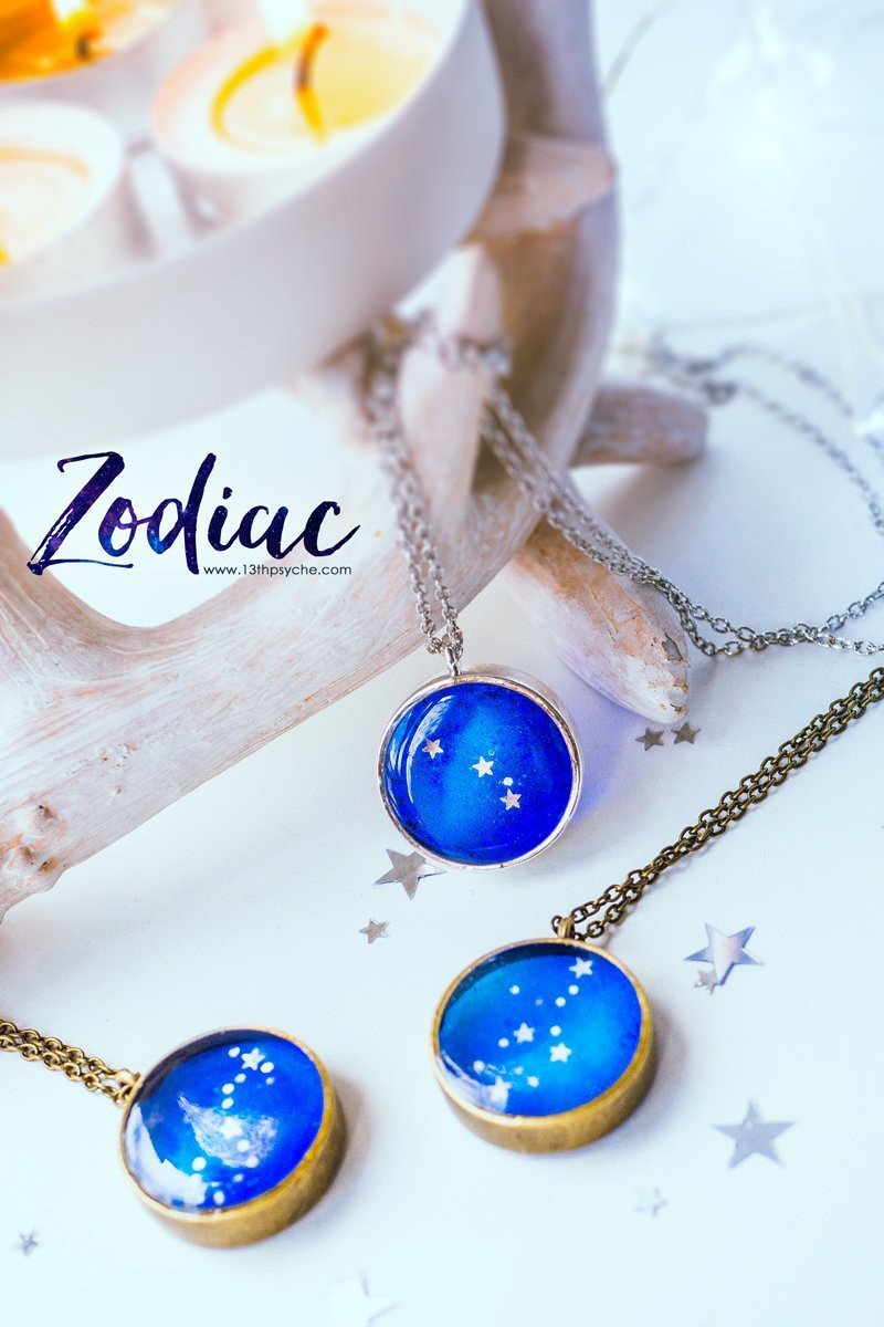 Handmade Zodiac jewelry, Virgo constellation necklace - 13th Psyche