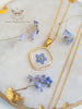 Handmade Blue forget me not flower dainty resin pendant necklace - 13th Psyche