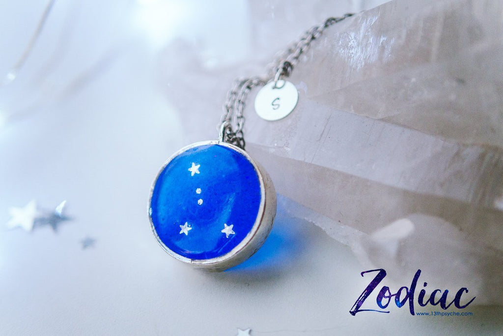 Handmade Zodiac jewelry, Cancer constellation necklace - 13th Psyche