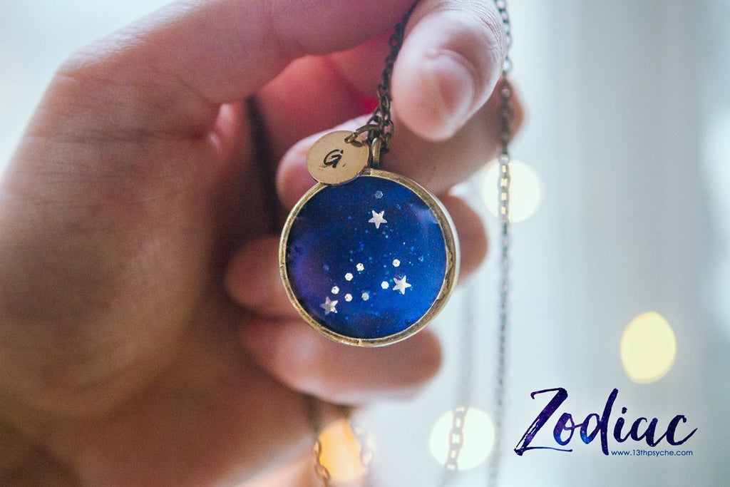 Handmade Zodiac jewelry, Capricorn constellation necklace - 13th Psyche