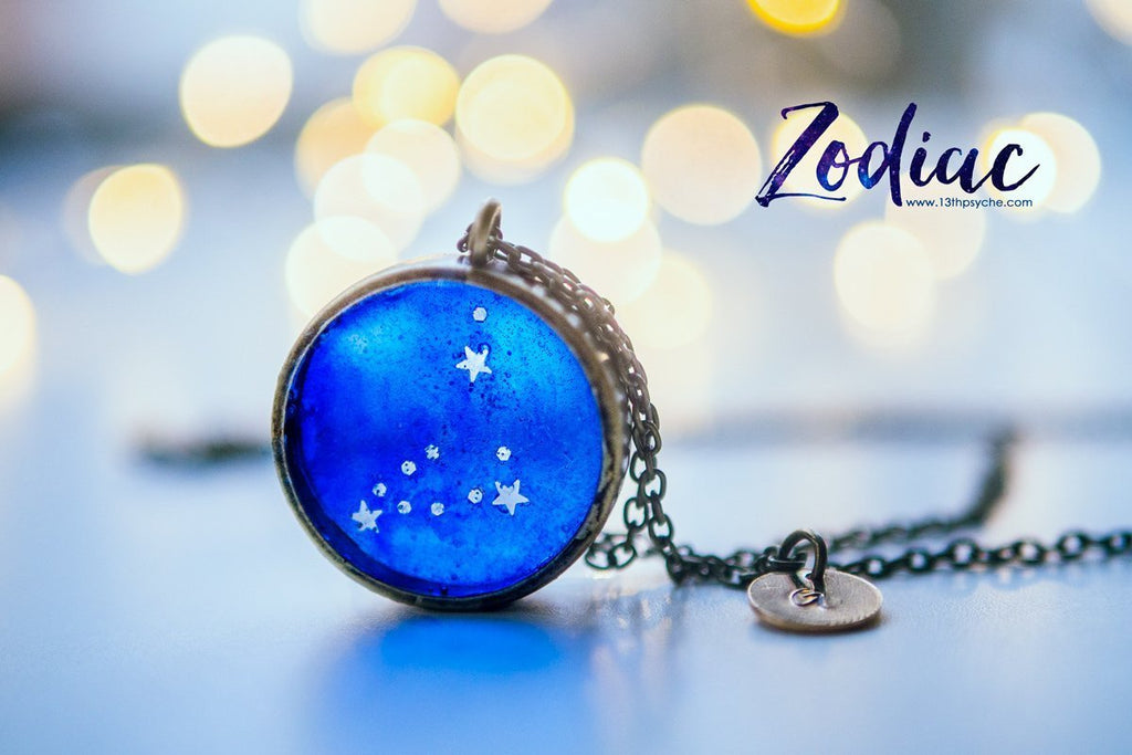 Handmade Zodiac jewelry, Capricorn constellation necklace - 13th Psyche
