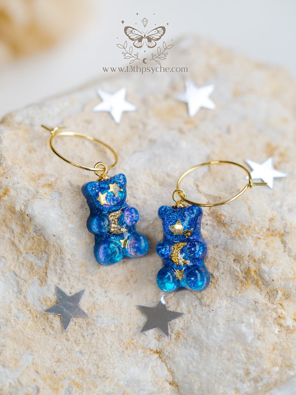 Handmade Celestial inspired Gummy bear hoop earrings - 13th Psyche