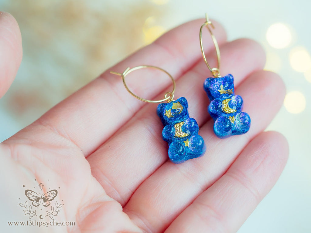 Handmade Celestial inspired Gummy bear hoop earrings - 13th Psyche