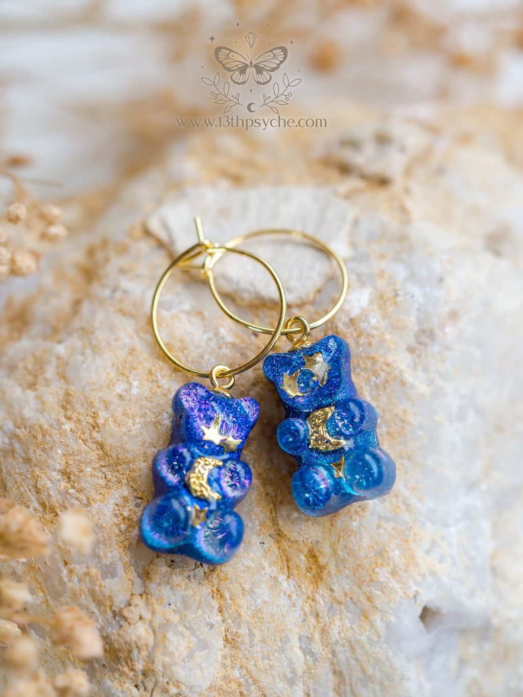 Handmade Celestial inspired Gummy bear hoop earrings - 13th Psyche