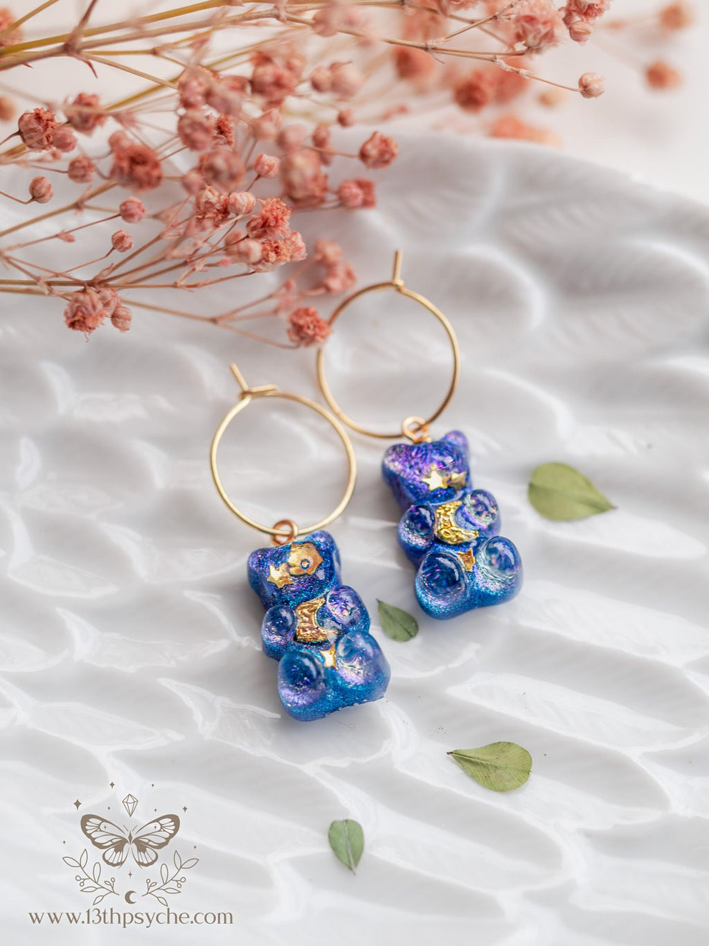 Handmade Celestial inspired Gummy bear hoop earrings - 13th Psyche