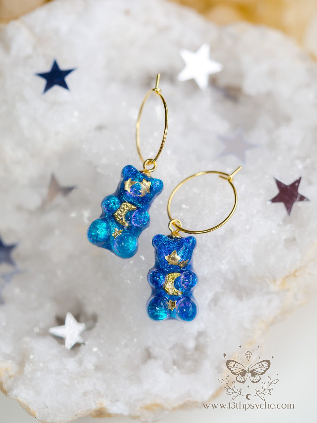 Handmade Celestial inspired Gummy bear hoop earrings - 13th Psyche
