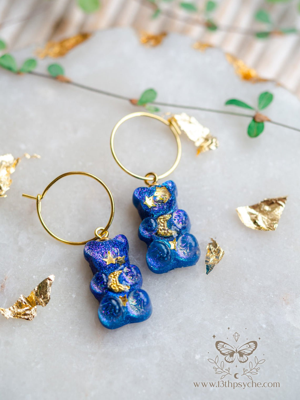 Handmade Celestial inspired Gummy bear hoop earrings - 13th Psyche