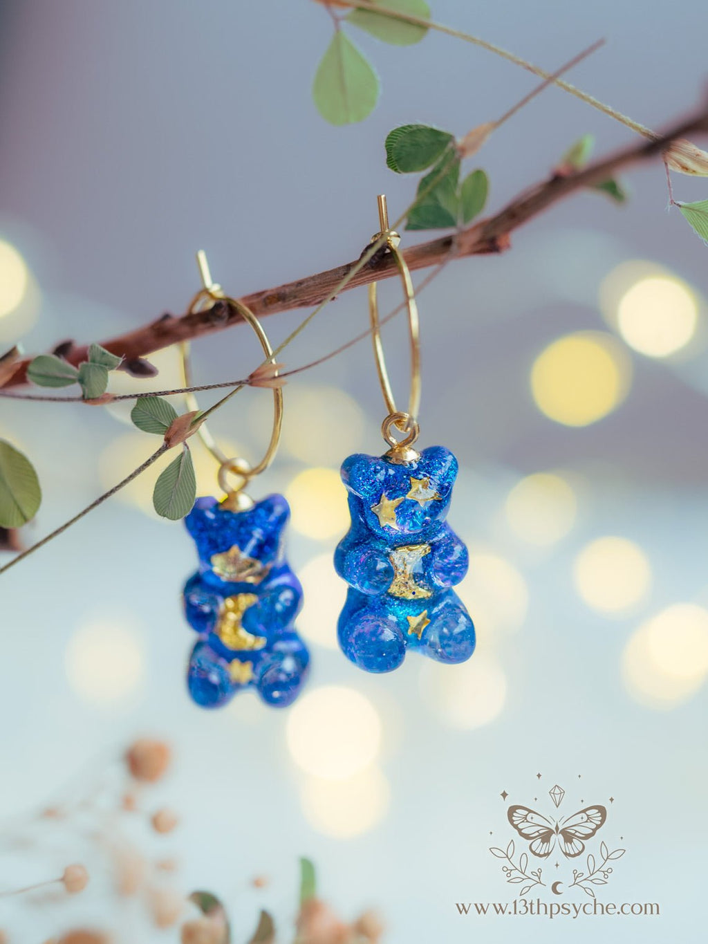 Handmade Celestial inspired Gummy bear hoop earrings - 13th Psyche