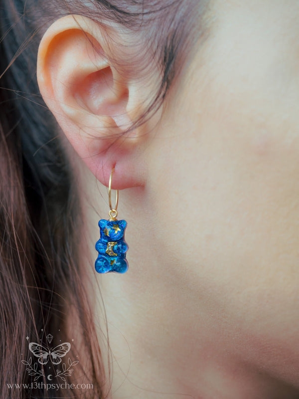 Handmade Celestial inspired Gummy bear hoop earrings - 13th Psyche