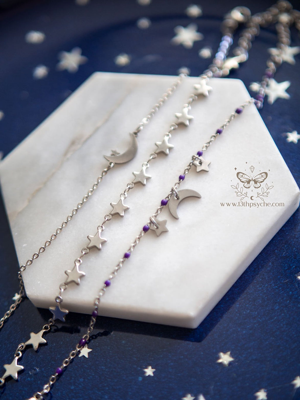 Handmade Celestial stainless steel bracelet set - 13th Psyche
