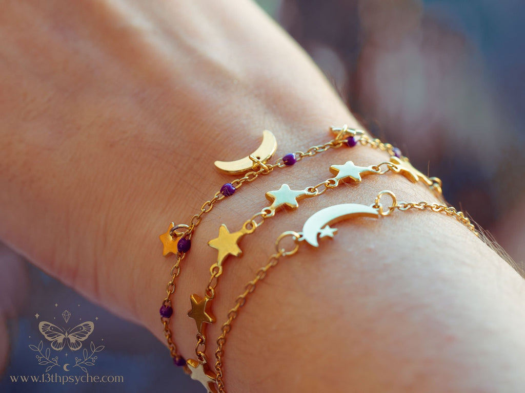 Handmade Celestial stainless steel bracelet set - 13th Psyche