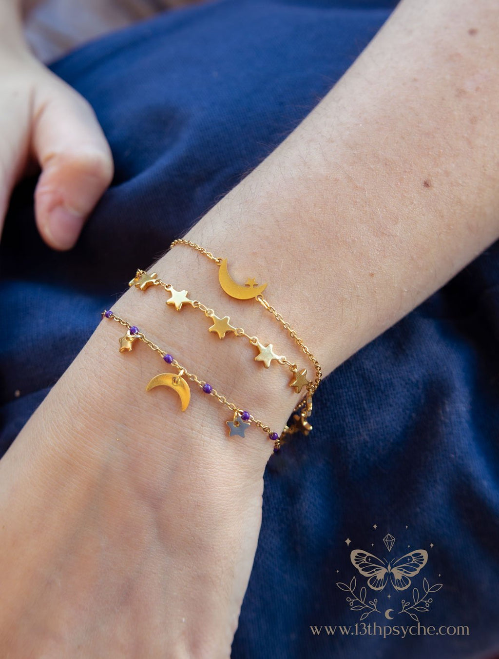 Handmade Celestial stainless steel bracelet set - 13th Psyche