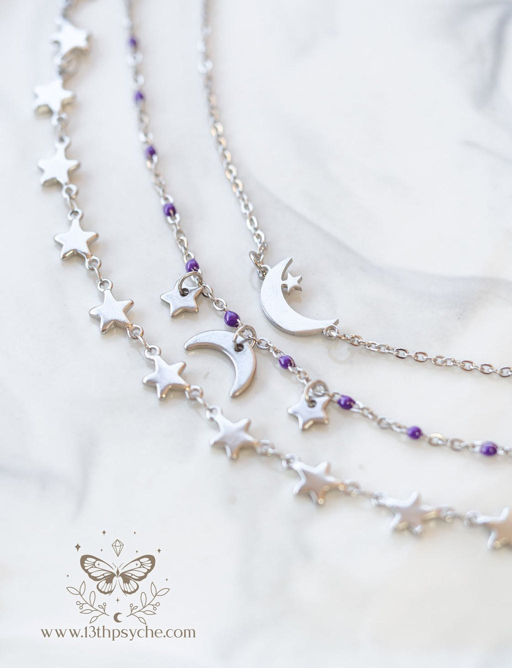 Handmade Celestial stainless steel bracelet set - 13th Psyche