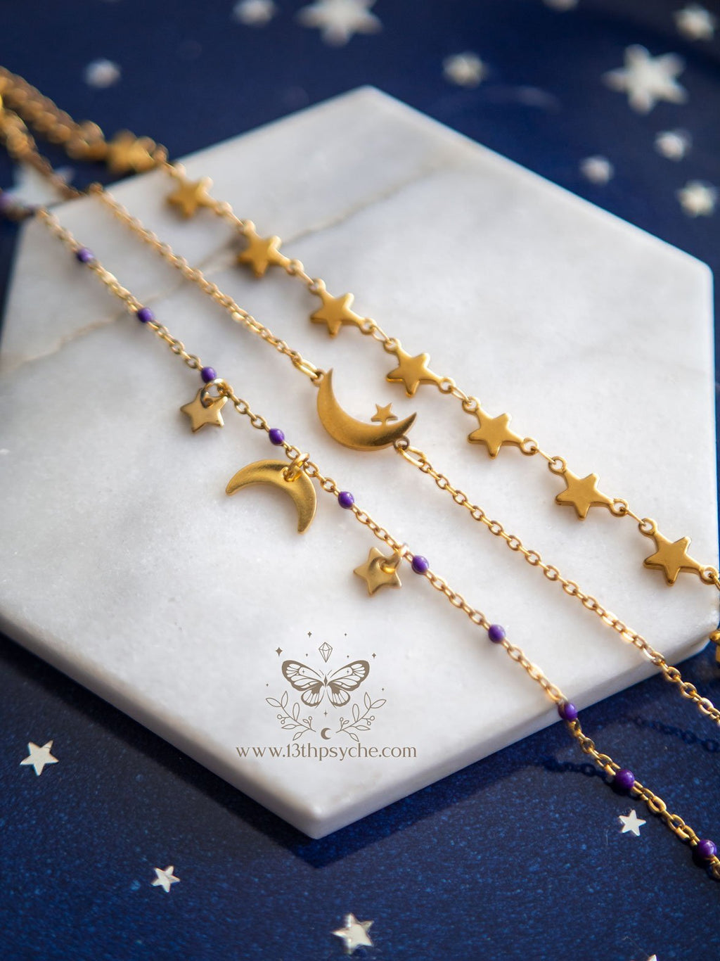 Handmade Celestial stainless steel bracelet set - 13th Psyche