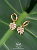 Handmade Cubic Zirconia monstera leaf huggie hoop earrings - 13th Psyche