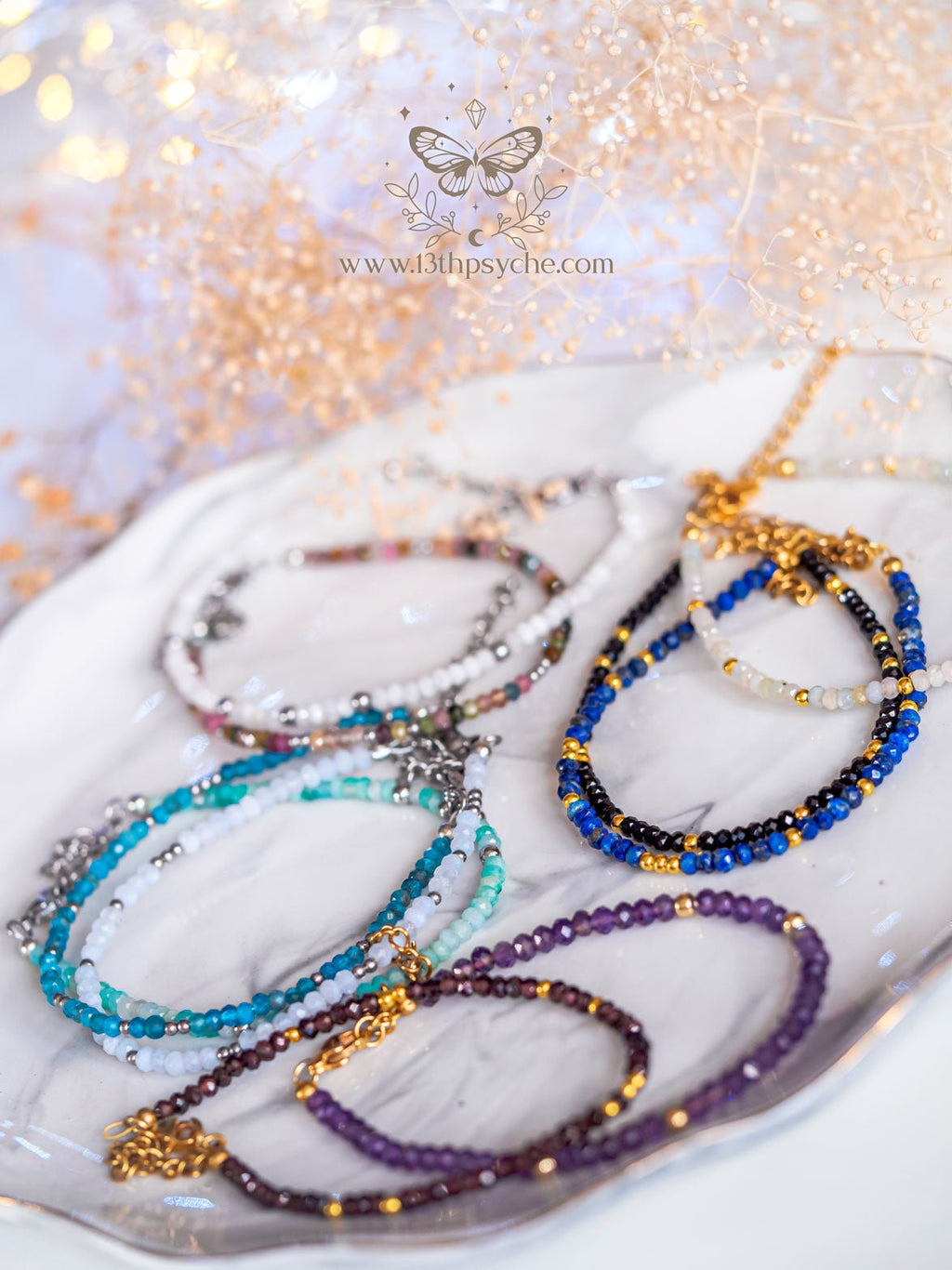 Handmade Dainty faceted Apatite gemstone bracelet - 13th Psyche