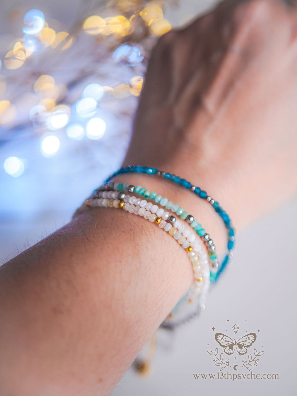 Handmade Dainty faceted Moonstone gemstone bracelet - 13th Psyche