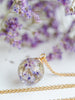 Handmade Dried purple flowers orb pendant necklace - 13th Psyche