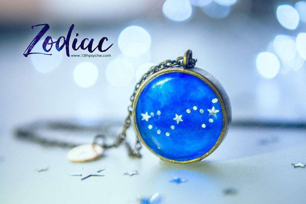 Handmade Zodiac jewelry, Scorpio constellation necklace - 13th Psyche