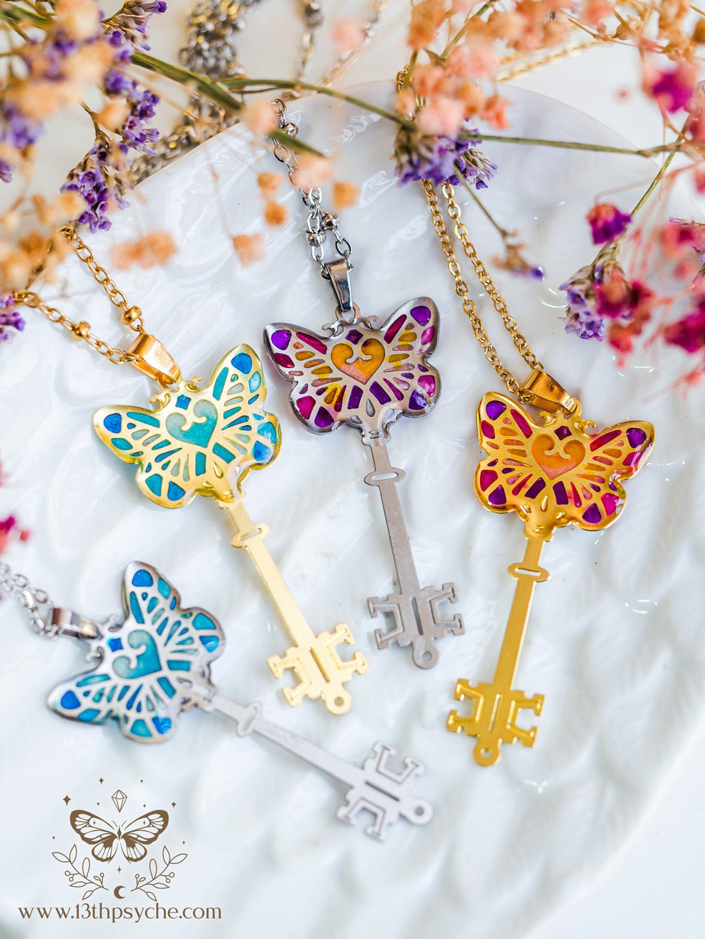 Handmade Fairytale Blue butterfly key necklace - 13th Psyche