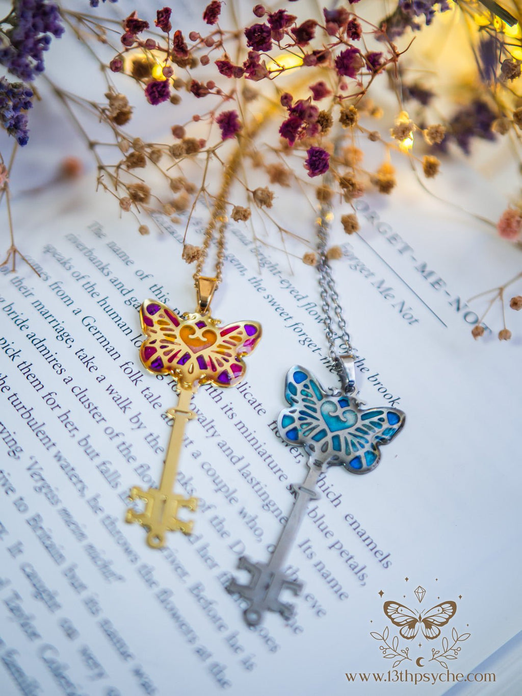 Handmade Fairytale Blue butterfly key necklace - 13th Psyche