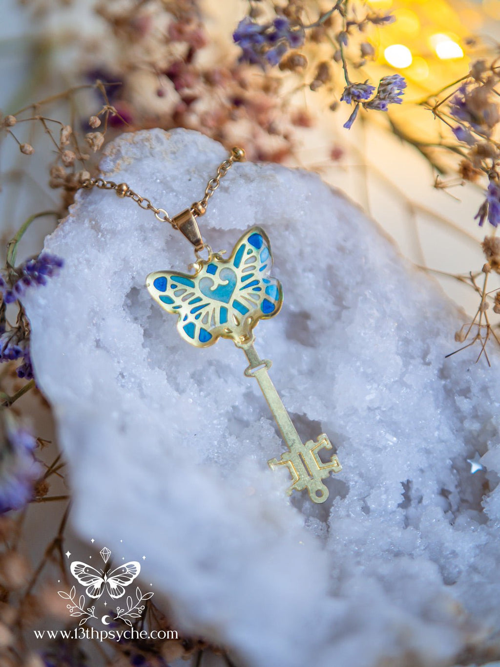 Handmade Fairytale Blue butterfly key necklace - 13th Psyche