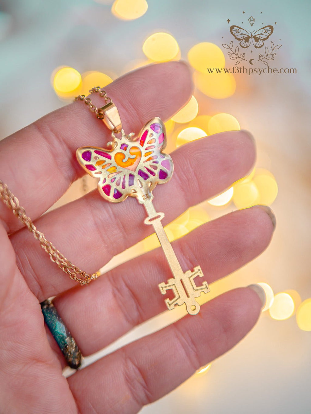 Handmade Fairytale Blue butterfly key necklace - 13th Psyche
