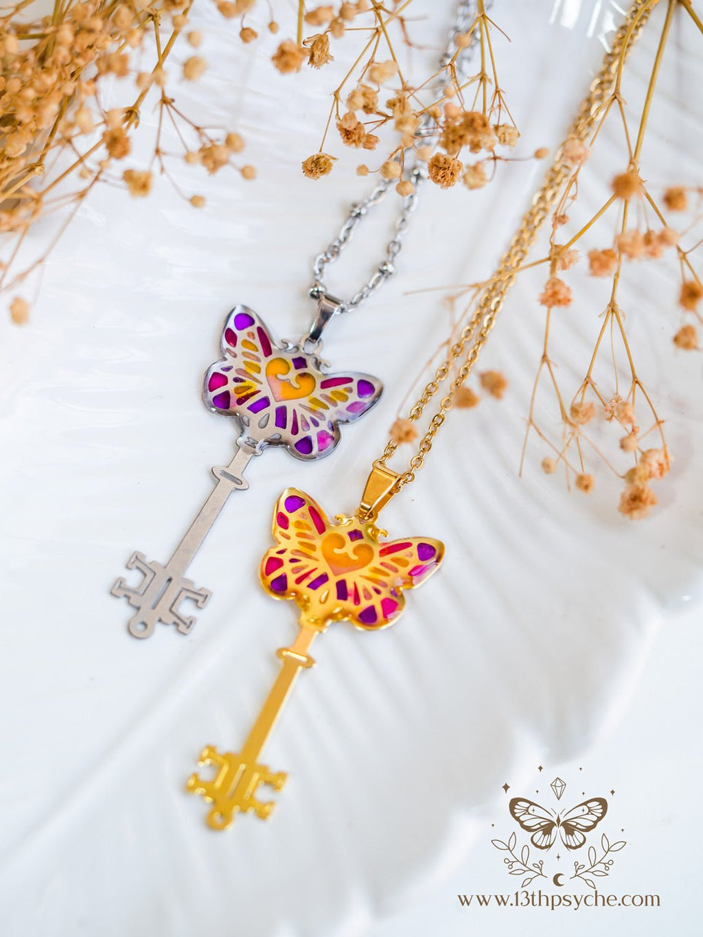 Handmade Fairytale Purple butterfly key necklace - 13th Psyche