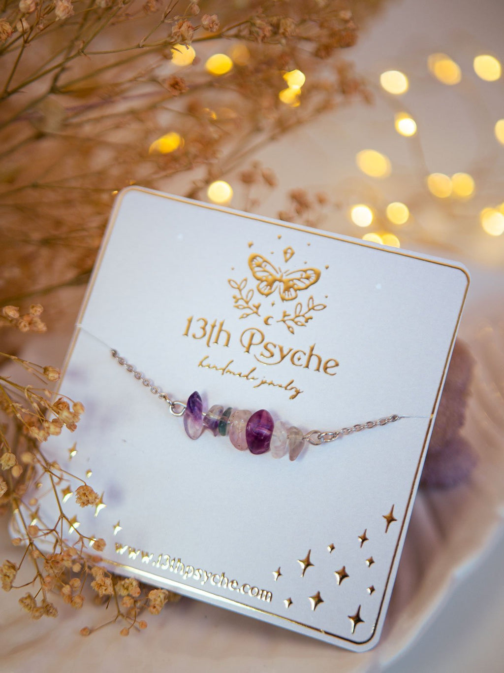 Handmade Fluorite gemstone stainless steel bracelet - 13th Psyche