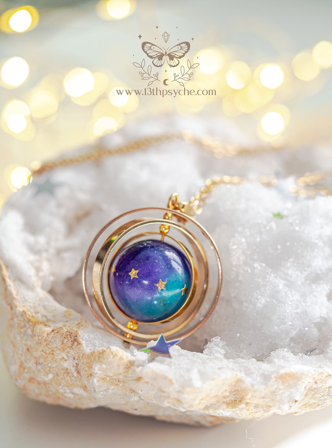 Starry Planet Spinner Necklace– 13th Psyche - Main Image