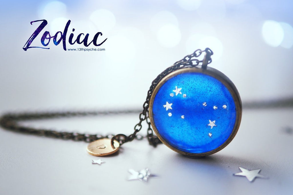 Handmade Zodiac jewelry, Gemini constellation necklace. - 13th Psyche