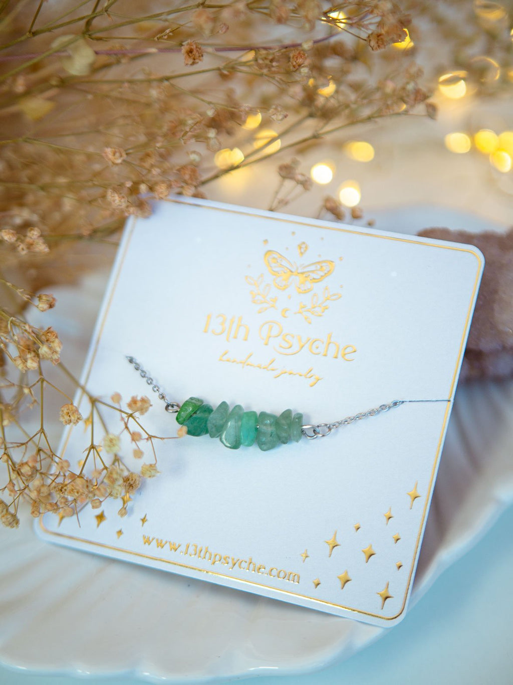 Handmade Green aventurine gemstone stainless steel bracelet - 13th Psyche
