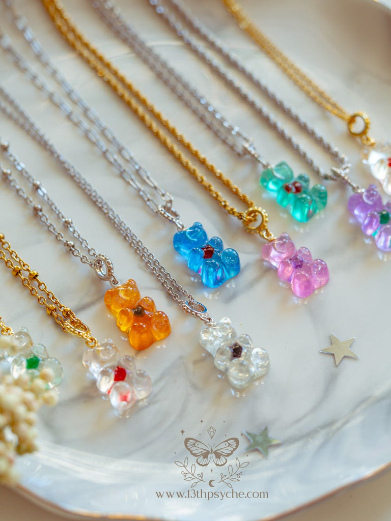 Tam - Encrusted Teddy Bear Sparkle Charm Necklace – melomelo