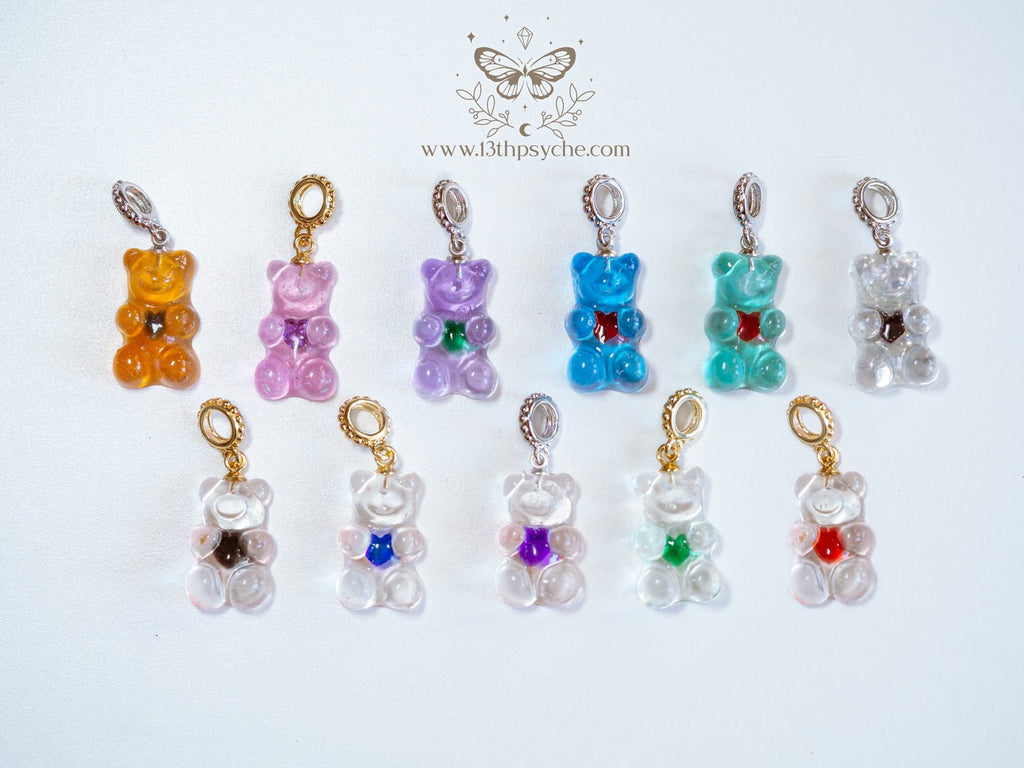 Handmade Heart gummy bear necklace, candy bear charm pendant - 13th Psyche