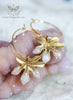 Handmade Hypoallergenic gold hoop earrings with frosted leaves - 13th Psyche