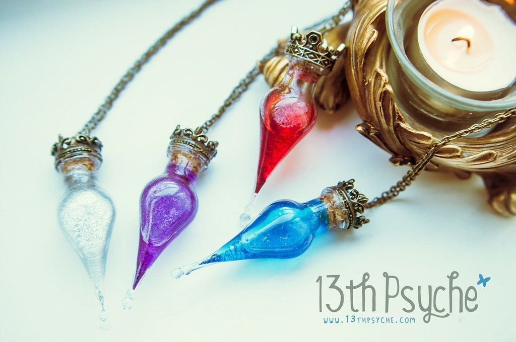 Handmade Magic potion bottle pendant necklace - 13th Psyche