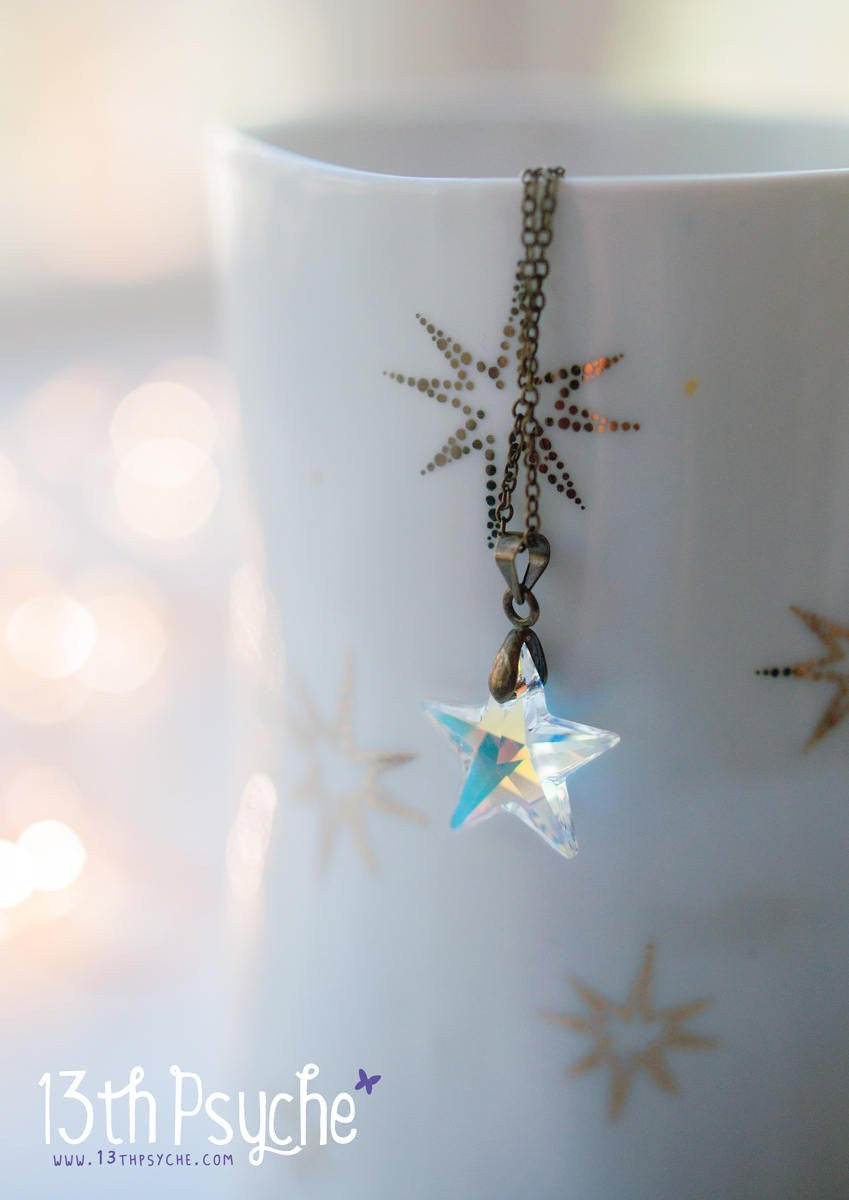 Handmade Swarovski crystal star pendant necklace - 13th Psyche