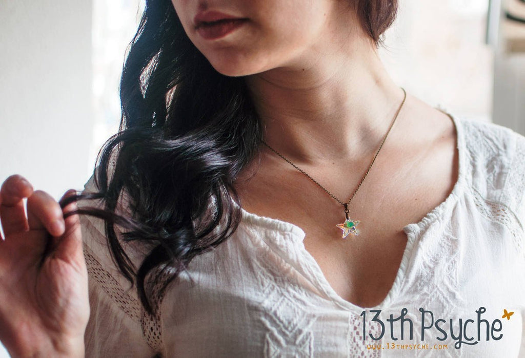 Handmade Swarovski crystal star pendant necklace - 13th Psyche