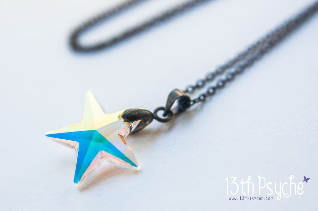 Handmade Swarovski crystal star pendant necklace - 13th Psyche