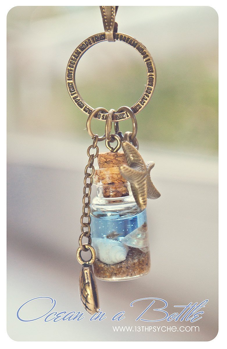 Handmade Ocean in a bottle pendant necklace - 13th Psyche