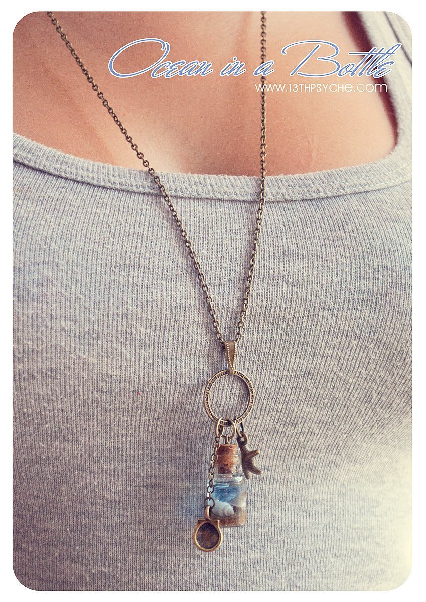 Handmade Ocean in a bottle pendant necklace - 13th Psyche