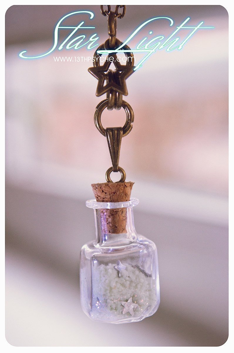 Handmade Glow in the dark bottle pendant necklace - 13th Psyche