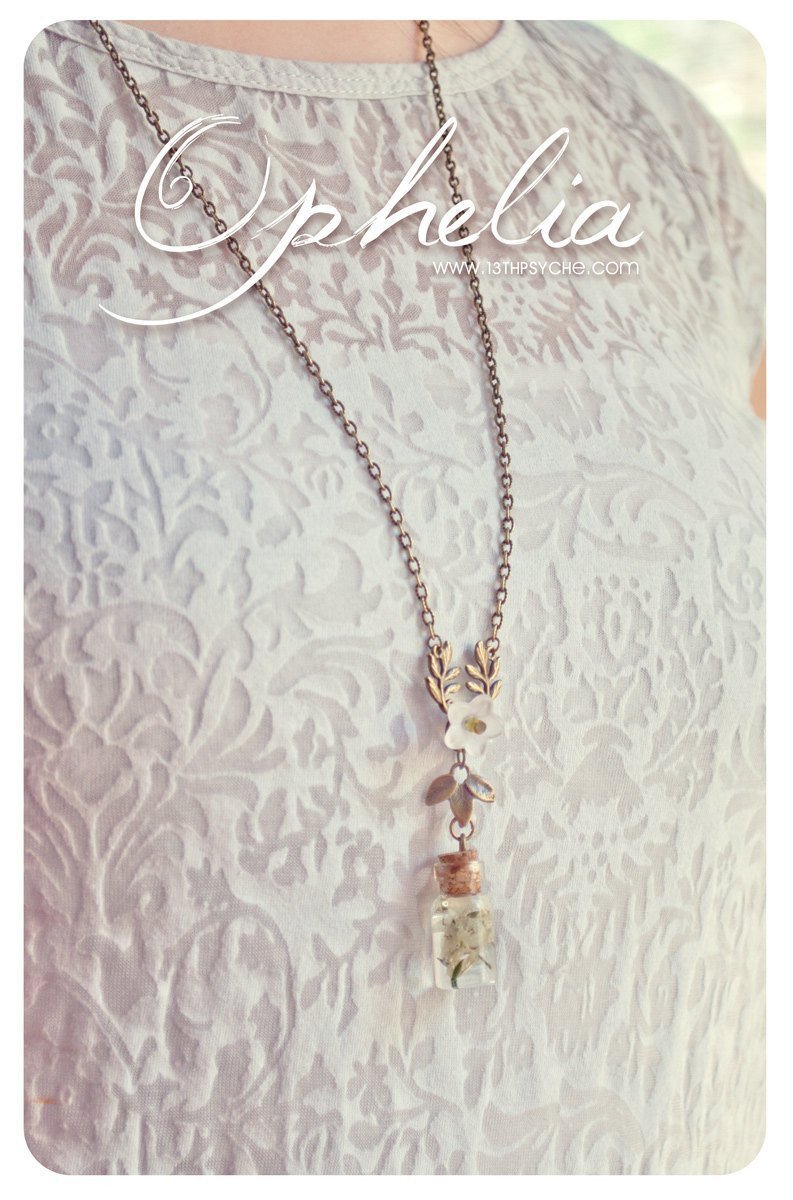 Handmade Real yellow dried flowers in resin vial necklace - 13th Psyche