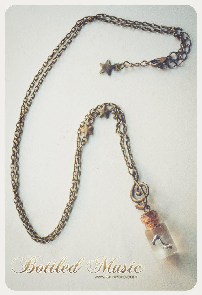 Handmade Bottled music vial pendant necklace - 13th Psyche