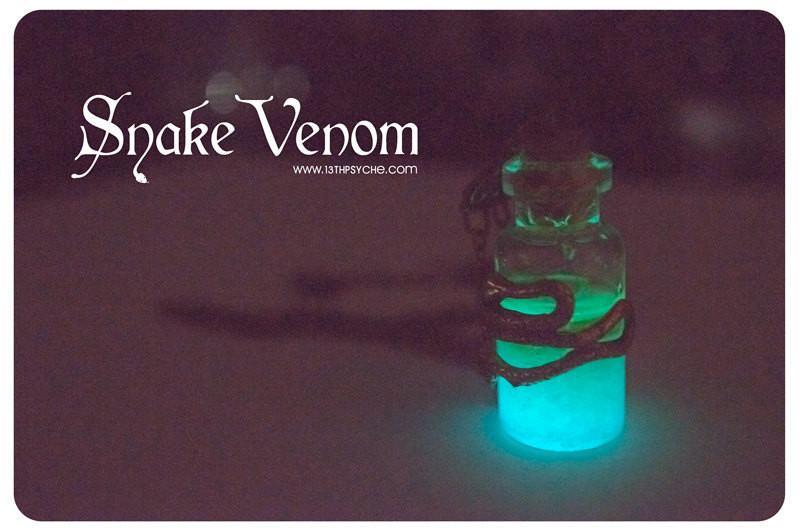 Handmade Glow in the dark, snake venom poison bottle pendant necklace - 13th Psyche